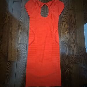 bebe Orange Knit Midi Dress with Keyhole